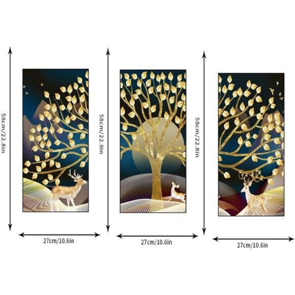 Golden Tree Wall Stickers Peel and Stick Vinyl Decals for Living Room Decor - Picture 6 of 8